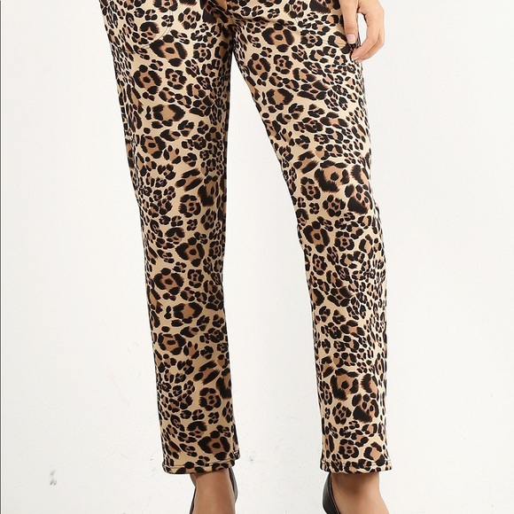 Leopard Stretch Straight Leg Pants - Picture 4 of 5